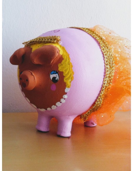 Hucha cerdito princesa, bailarina, miss