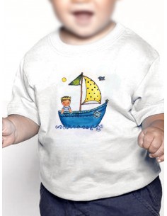Camiseta barquito con niño o niña con corona