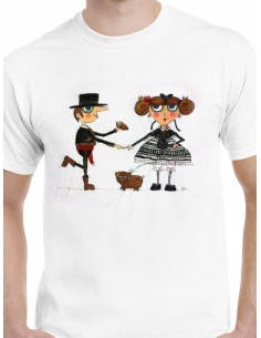 Camiseta pareja de extremeños con bellota y cerdito