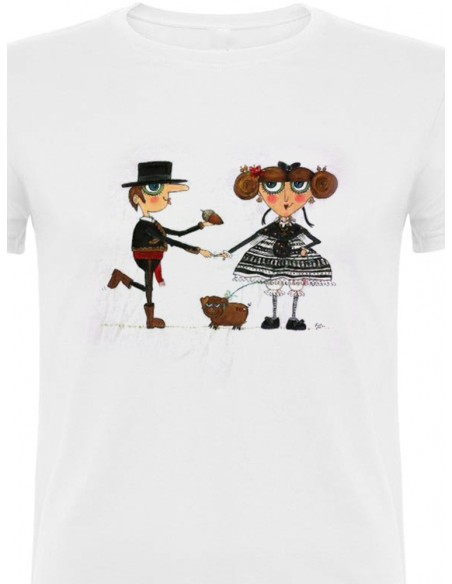 Camiseta pareja de extremeños con bellota y cerdito