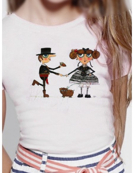 Camiseta pareja de extremeños con bellota y cerdito