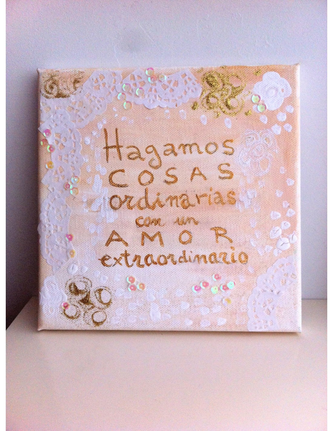 Cuadros pintados a mano con frases Dimensiones cuadros pequeños 30cm x 30cm