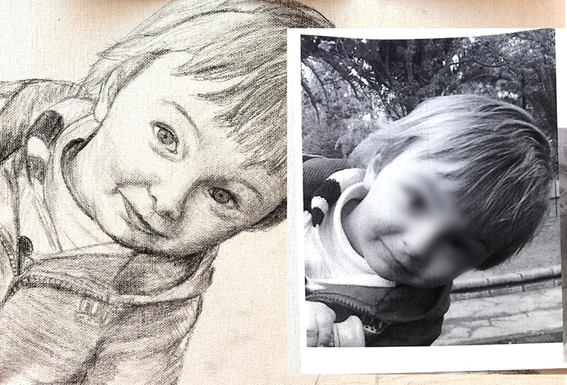 ejemplo proceso de trabajo retrato personalizado de niño dedicarte taller creativo